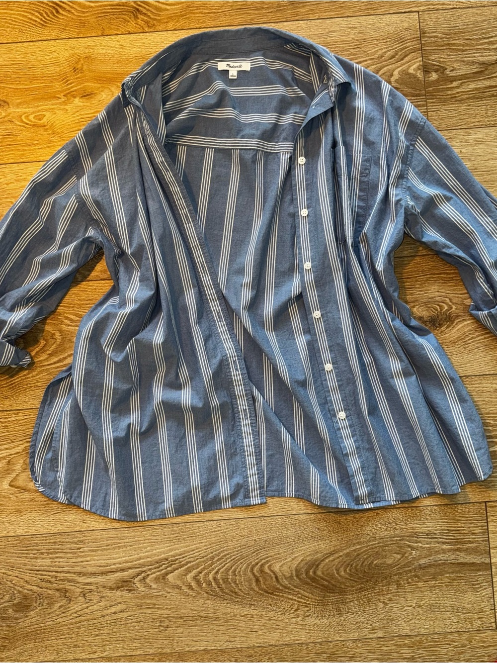 Madewell Blue Striped Oversized Button Down